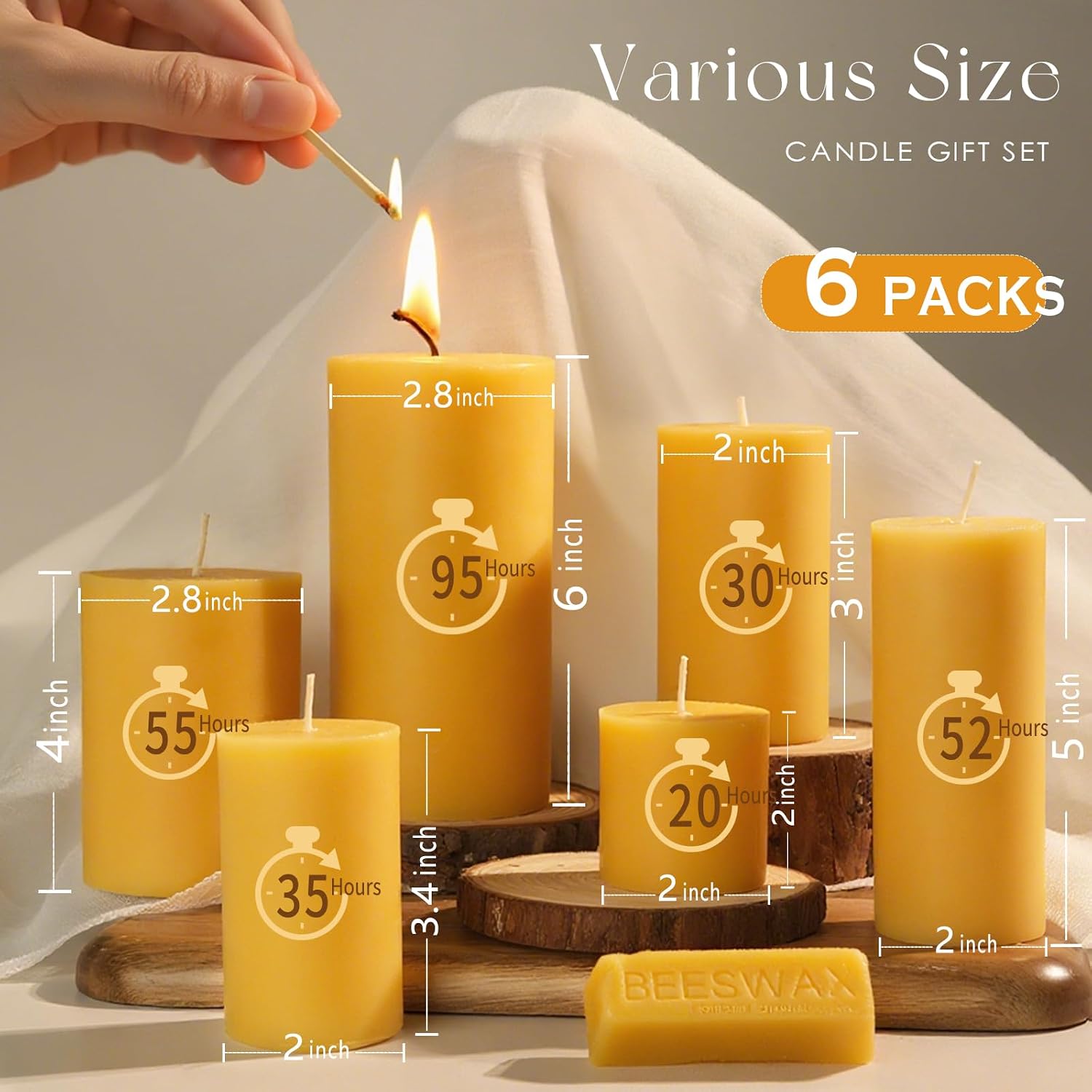 Set di 6 Candele in Cera d'Api - Home Fragrance Non Toxic recensione e prezzo